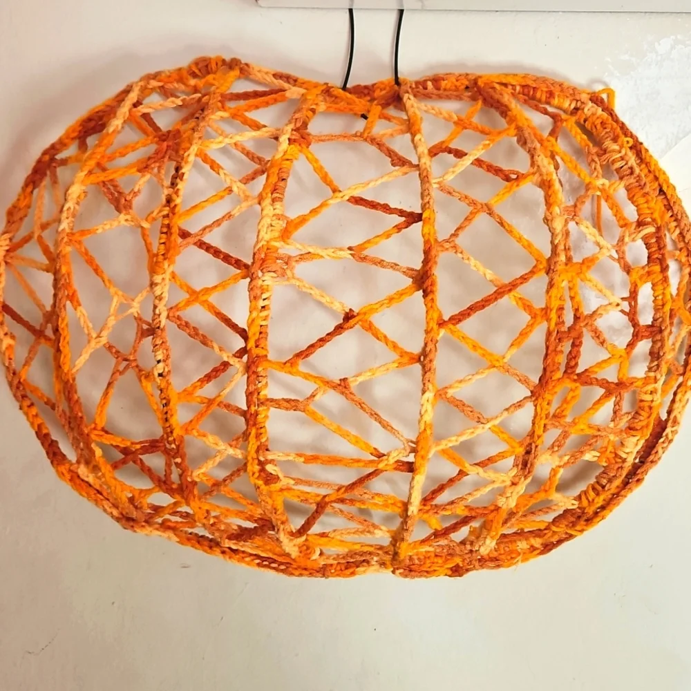 Hand Crafted Crochet Art Door Decor Handmade Holiday Wreath Pumpkin Wall Decor